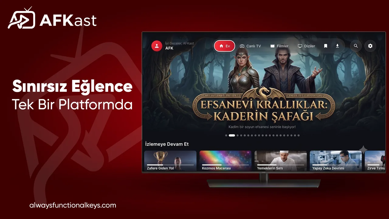 AFKast Android TV IPTV oynatıcı arayüzü